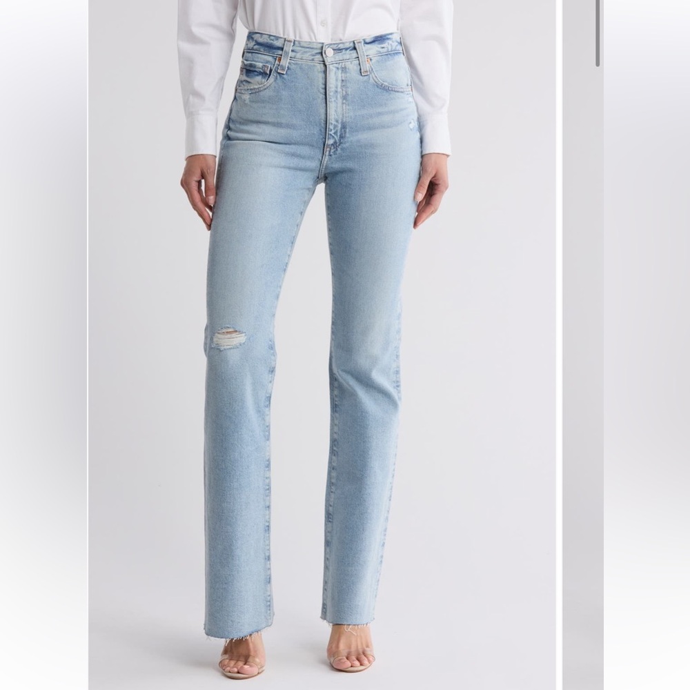 Ag Adriano Goldschmied Light Wash Straight Leg Jeans
